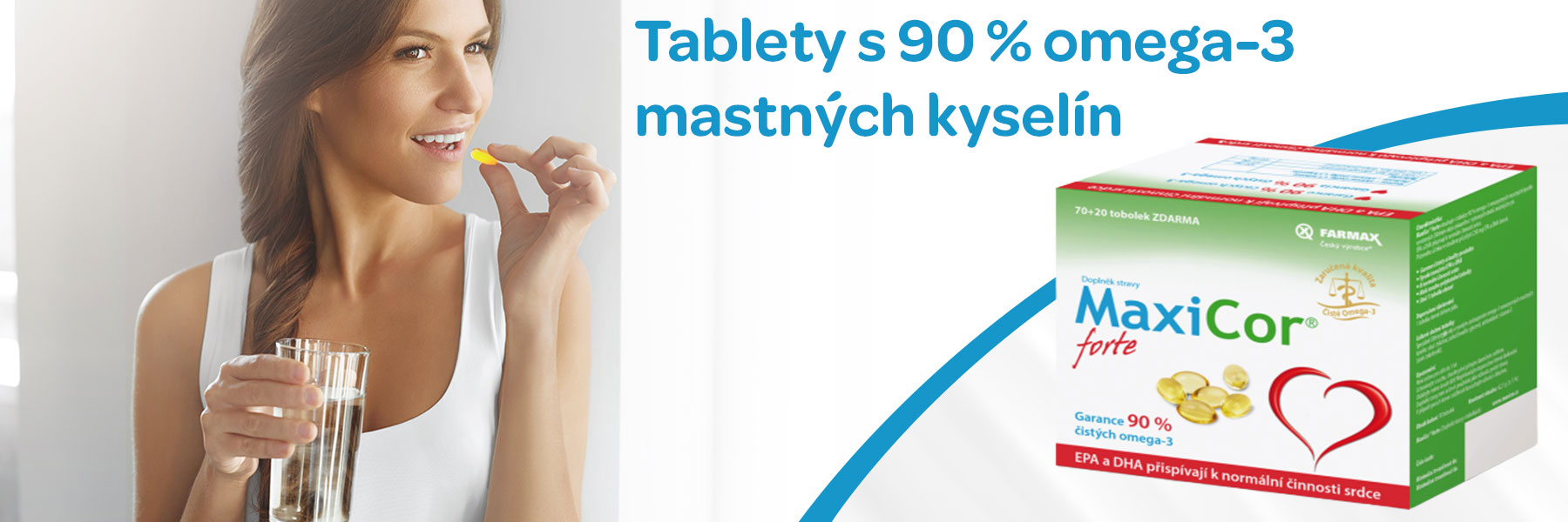 MaxiCor forte, doplnok stravy s 90% mastných omega-3 kyselín, srdce, cholesterol, pamäť, správny vývoj