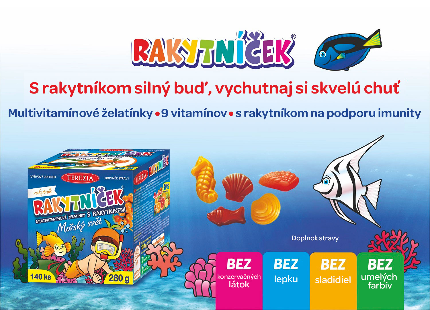 Terezia, rakytníček, multivitamínové želatínky, 9 vitaminu, morsky svet