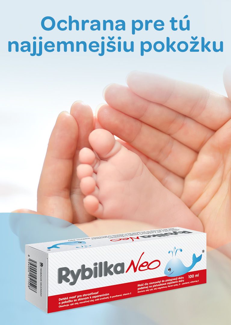 Rybilka NEO, detská pokožka, rybí olej z tresčej pečene, panthenol, Vitamín E, regeneruje, upokojuje, zvláčňuje