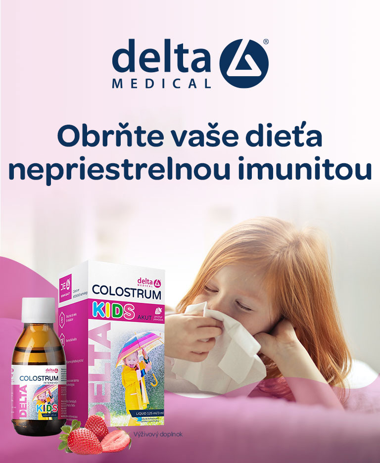 Delta colostrum kids, sirup akut, jahodová príchuť, oslabená imunita, pre deti