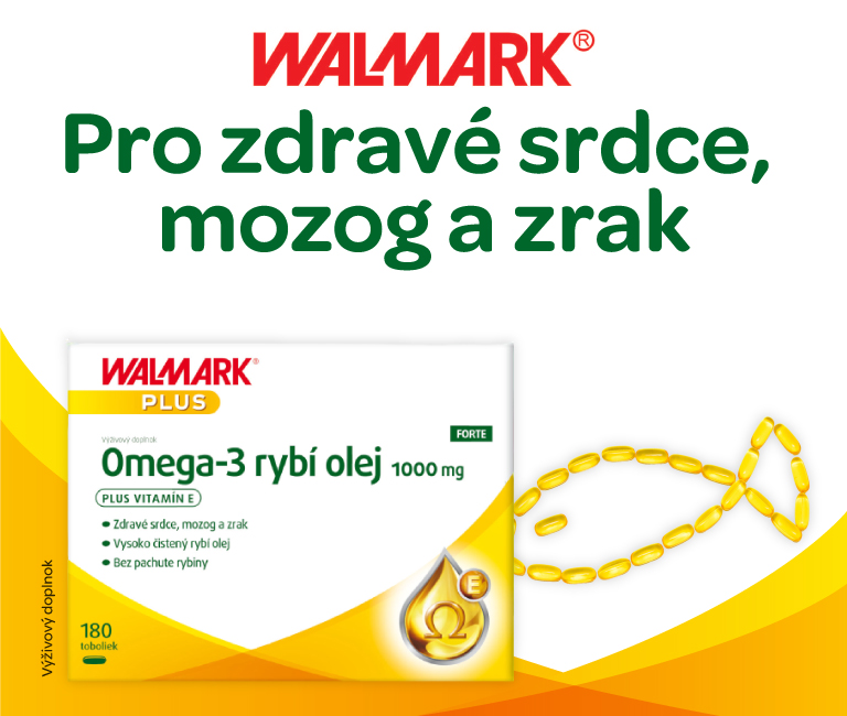 Omega - 3 mastné kyseliny, Walmark, DHA, EPA, obohatené o vitamín E, zdravé srdce, zrak, správna funkcia mozgu, duševná pohoda