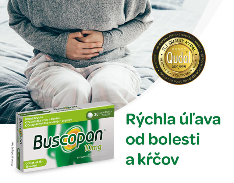 Buscopan 10mg 20 obalených tabliet, banner