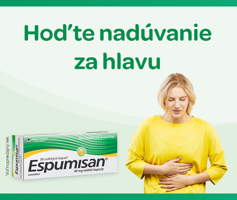 Espumisan, kapsuly, Simetikón, nadúvanie