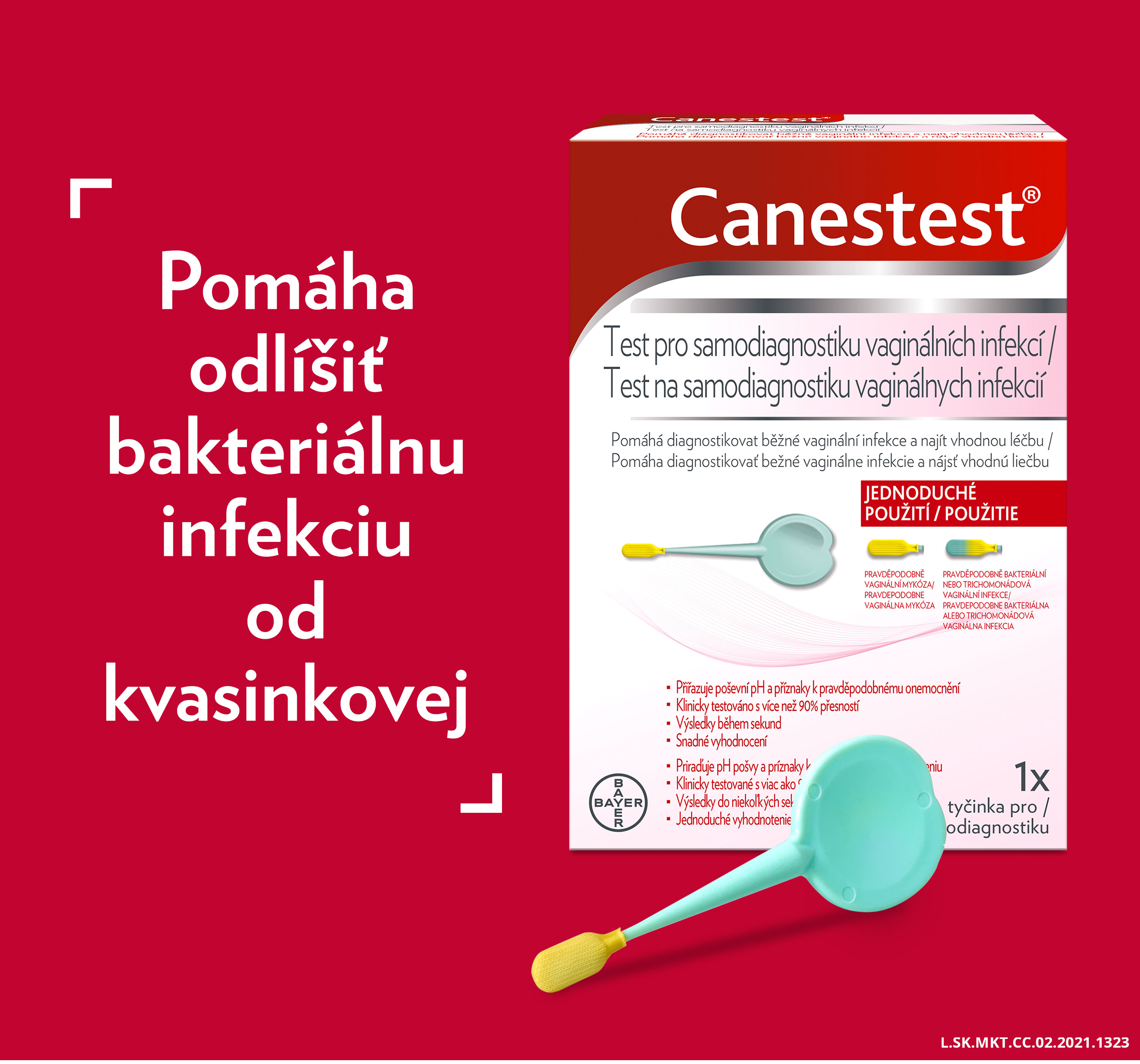 Canestest test na samodiagnostiku vaginálnych infekcií, 1x1 ks