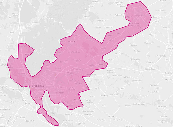 Mapa rozvozů