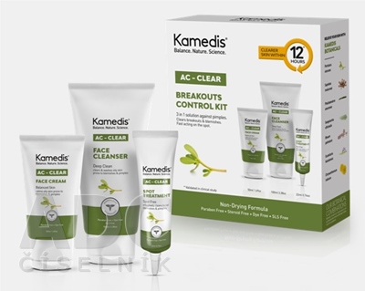 Obrázok KAMEDIS AC-CLEAR KIT na mastnú pokožku: krém na tvár 50ml+čistiaci gél na tvár 100ml+gél na lok.ošetrenie 22ml, set