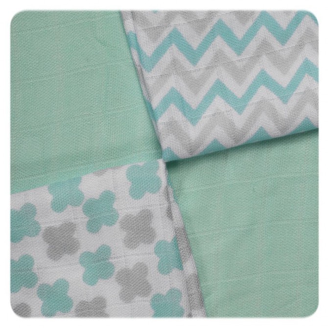 Obrázok XKKO - BMB 30x30 obrúsky Scandinavian Baby Mint MIX (9ks)