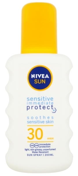 Obrázok Nivea Sun Protect & Sensitive ochranný sprej na opaľovanie SPF 30  200 ml