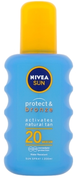 Obrázok NIVEA Sun Protect & Bronze Spray SPF20 Kozmetika na opaľovanie 200ml