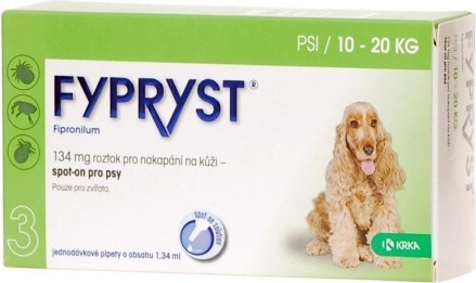 Obrázok FYPRYST 134 mg PSY 10-20 KG roztok na kvapkanie na kožu pre psov (pipety) 3x1,34 ml