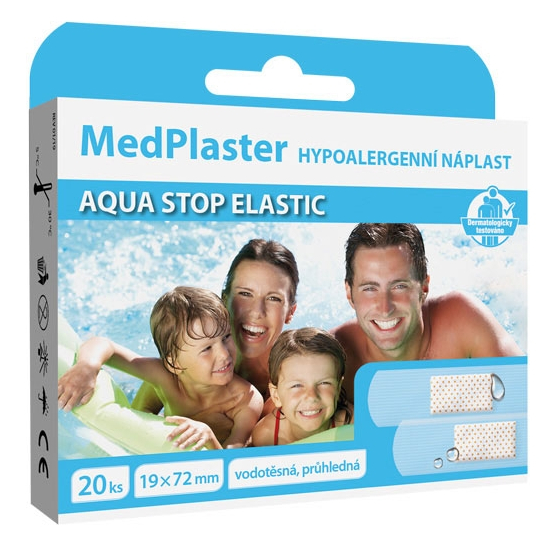 Obrázok MedPlaster Náplasť AQUA STOP ELASTIC 19x72 mm, vodeodolná s vankúšikom 1x20 ks