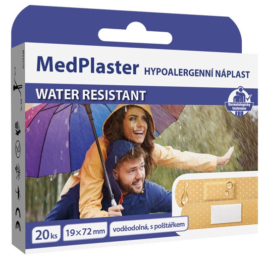 Obrázok MedPlaster Náplasť WATER RESISTANT 19x72 mm, s vankúšikom 1x20 ks