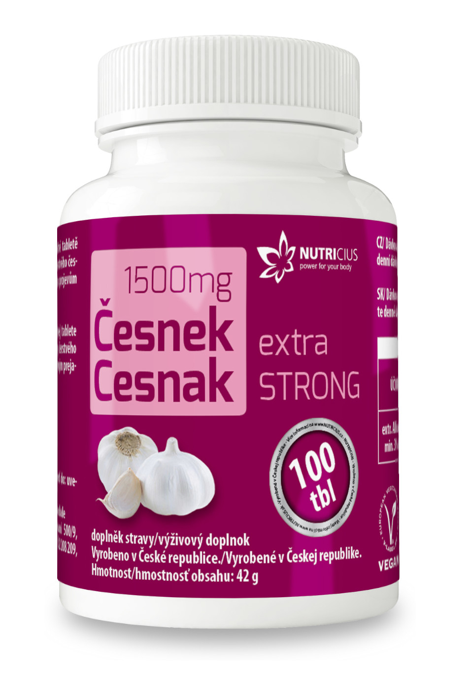 Obrázok NUTRICIUS Cesnak extra strong 1500 mg 100 tabliet