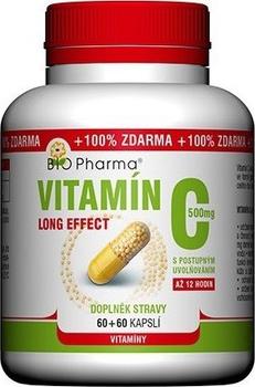 Obrázok BIO Pharma Vitamín C 500mg Long Effect cps 60+60 (100% ZADARMO) (120 ks)