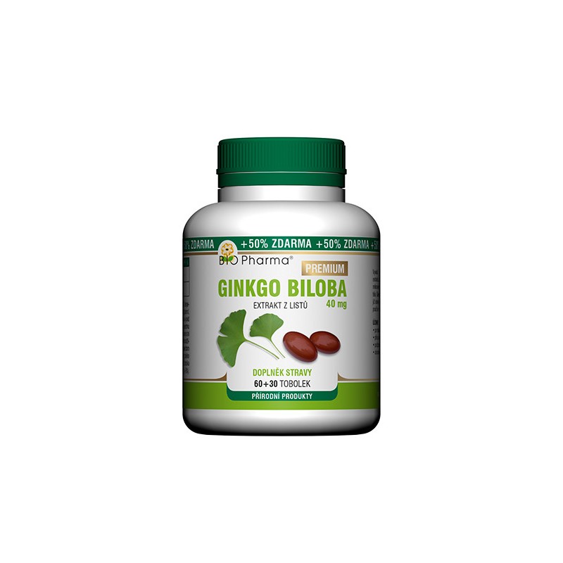 Obrázok BIO Pharma Ginkgo biloba 40 mg PREMIUM cps 60+30 (50% ZADARMO) (90 ks)