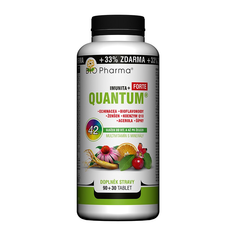 Obrázok BIO Pharma Multivitamín s minerálmi IMUNITA+ FORTE tbl 90+30 (33% ZADARMO) 42 zložiek (120 ks)