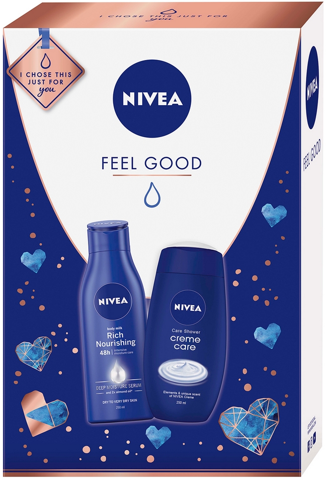 Obrázok Nivea Creme Care pre ženy sprchovací krém 250 ml + telové mlieko Rich Nourishing 250 ml