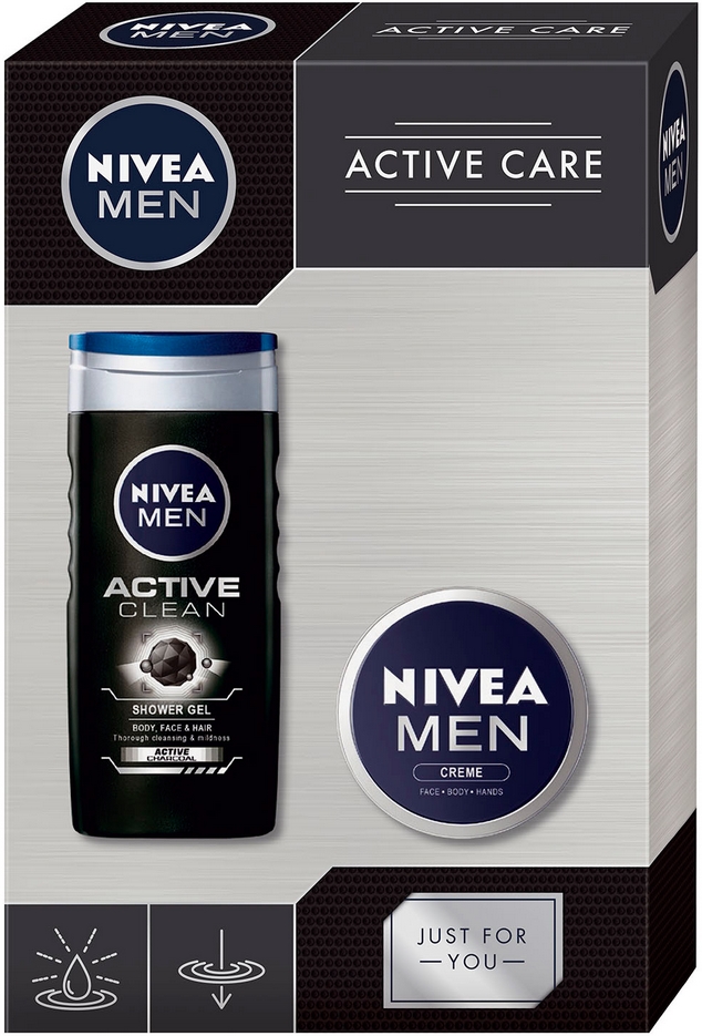 Obrázok Nivea Men Active Clean pre mužov sprchovací gél 250 ml + univerzálny krém Men Creme 75 ml