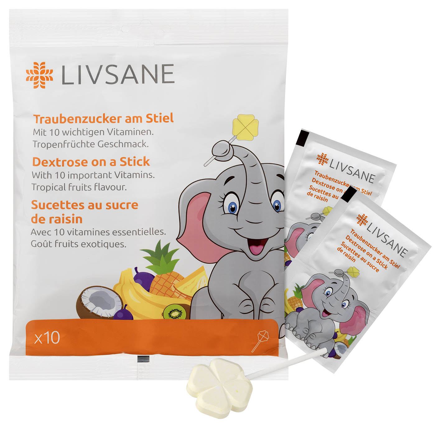 Obrázok LIVSANE Lízanky s dextrózou s vitamínmi 1x10 ks