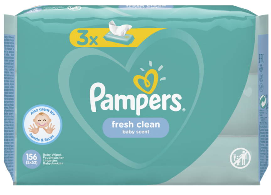 Obrázok PAMPERS WIPES 156KS (3X52) FRESH CLEAN