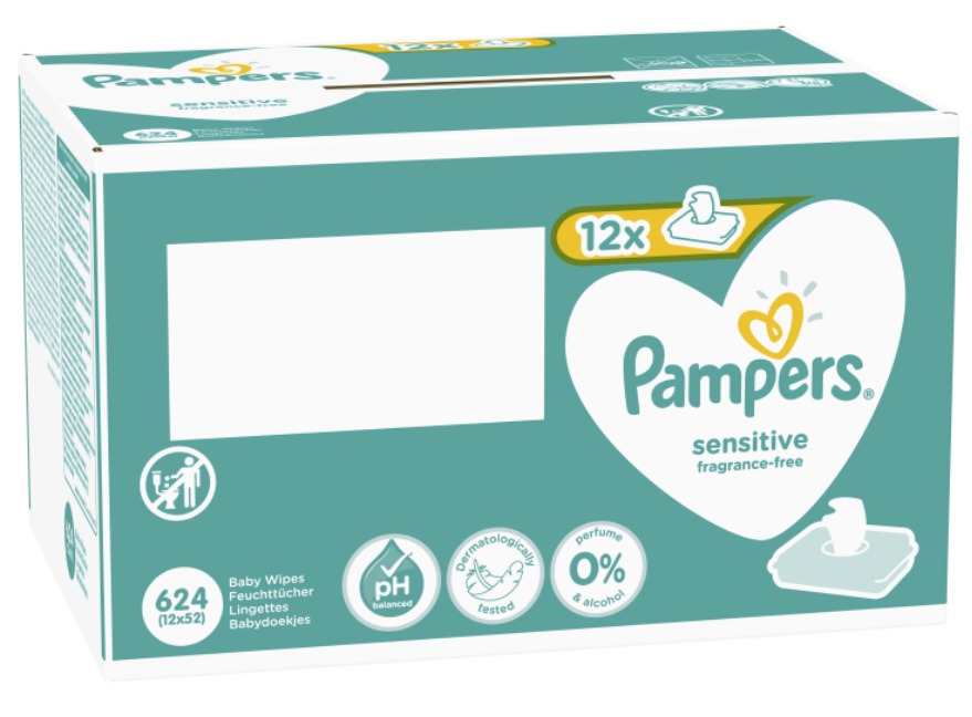 Obrázok PAMPERS vlhčené obrúsky Sensitive 12× 52 ks (8001841041483)