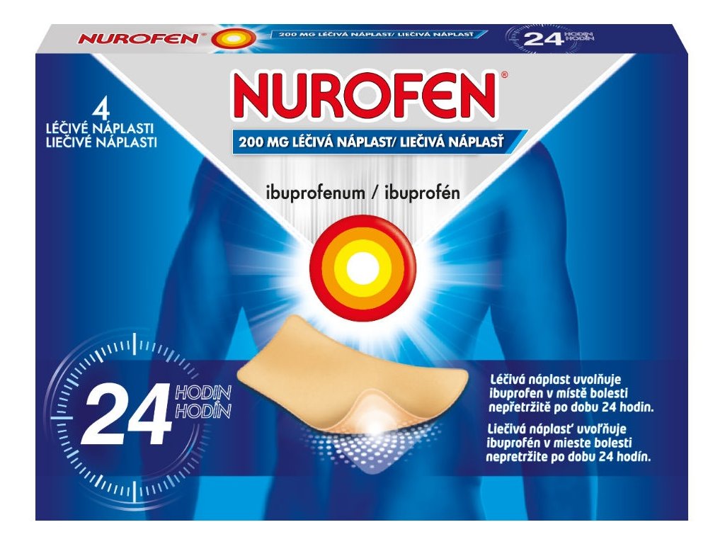 Obrázok NUROFEN 200 mg liečivá náplasť emp med (vre.PET/LDPE/Al/LDPE) 1x4 ks