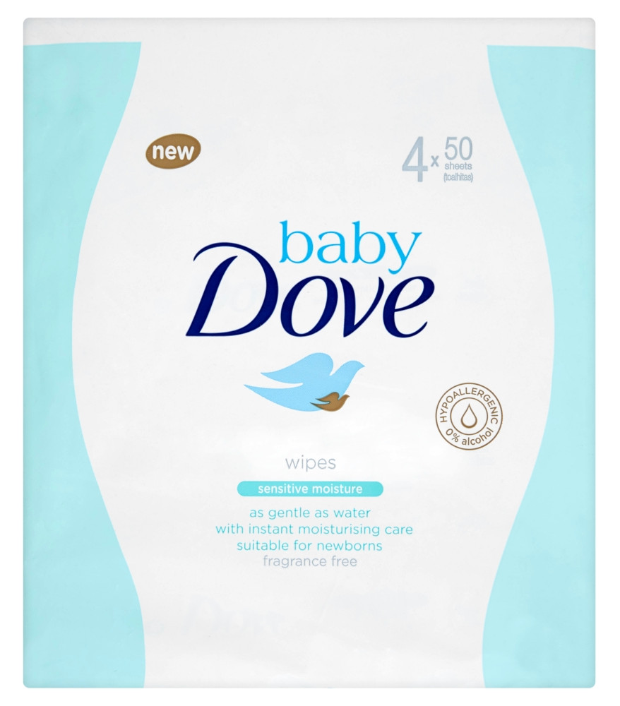 Obrázok BABY DOVE Sensitive Moisture vlhčené obrúsky 200 ks (8710908719127)