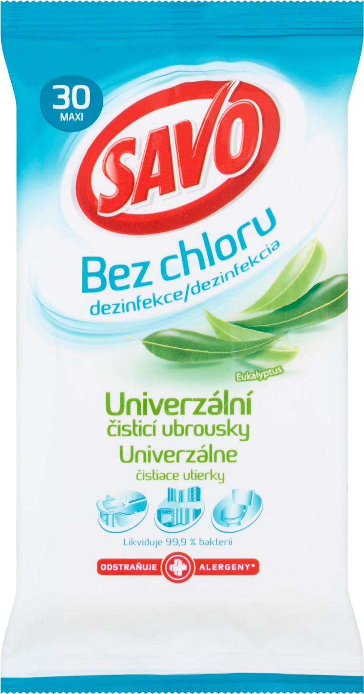 Obrázok SAVO Bez Chlóru Univerzálny čistiaci obrúsky Eukalyptus 30 ks (8710908443558)