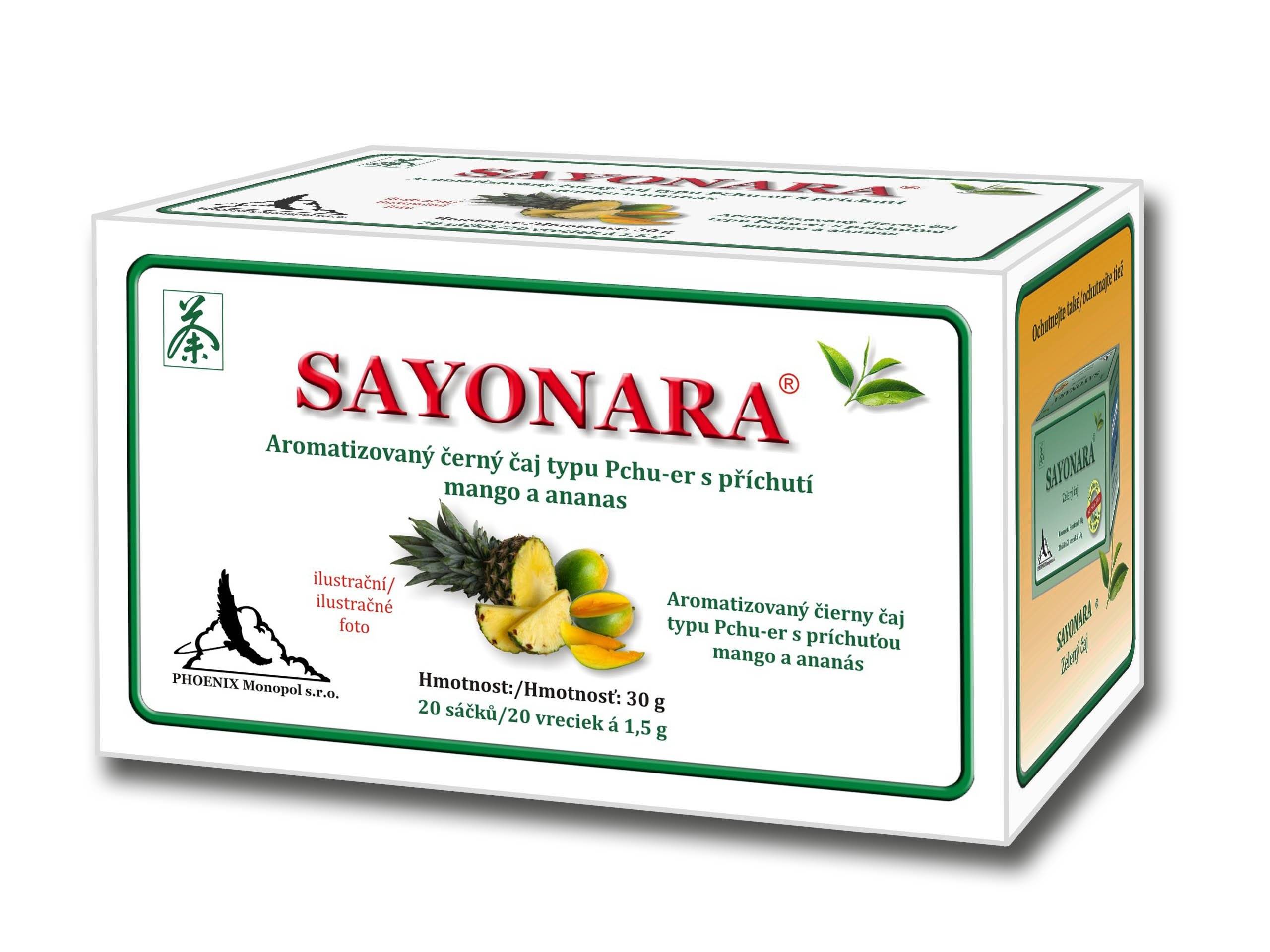 Obrázok SAYONARA čierny čaj aromatizovaný, príchuť ananás, mango 20x1,5 g (30 g)