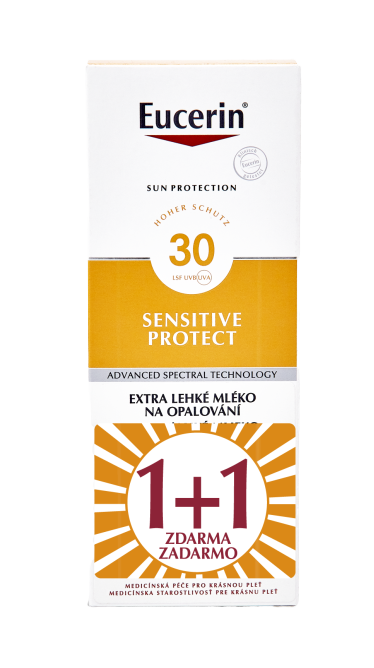 Obrázok Eucerin SUN SENSITIVE PROTECT SPF 30 mlieko na opaľovanie, extra ľahké (1+1 zadarmo) 2x150 ml