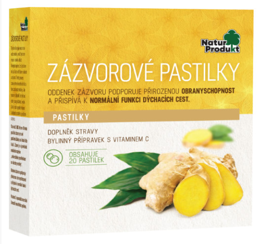 Obrázok NaturProdukt Zázvorové pastilky + vitamín C 20ks