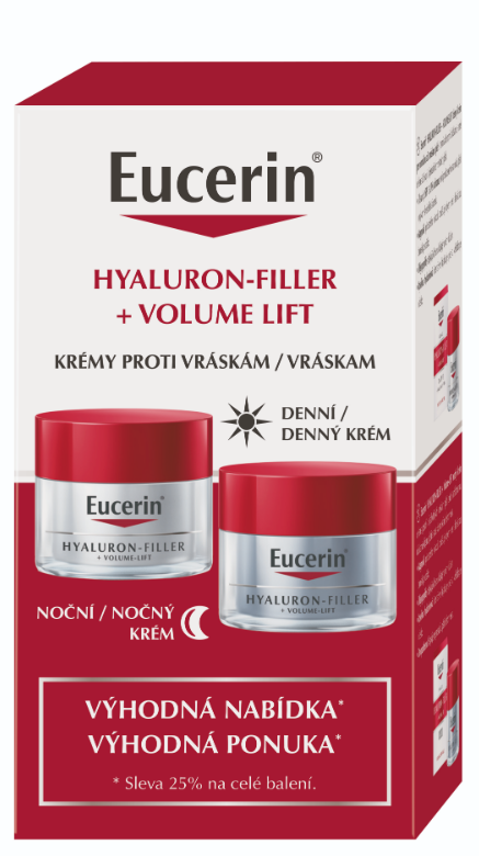 Obrázok Eucerin HYALURON-FILLER+Volume-Lift krémy denný pre normálnu pleť 50 ml + nočný 50 ml (výhodná ponuka) 1x1 set