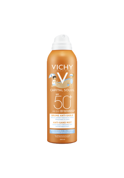 Obrázok Vichy Idéal Soleil Capital jemný ochranný sprej odpudzujúci piesok pre deti SPF 50+  200 ml