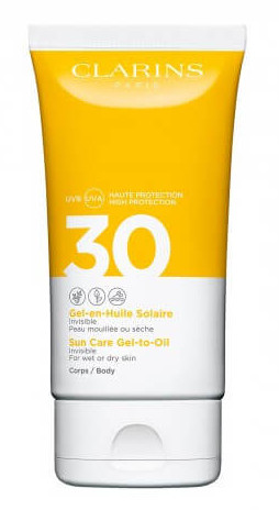 Obrázok Clarins Sun Care Gel-to-Oil SPF30 150 ml opaľovací gél na mokrú aj suchú pokožku tela pre ženy