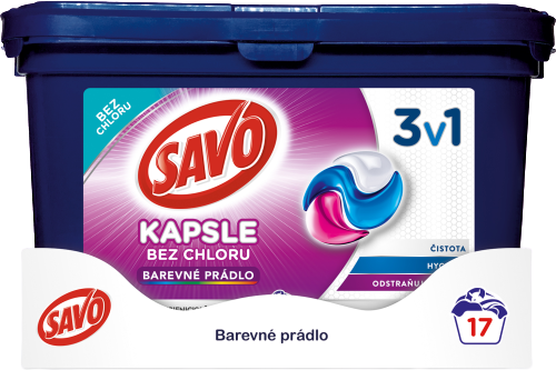 Obrázok SAVO Color Trio na farebnú bielizeň (45 dávok) – kapsule na pranie