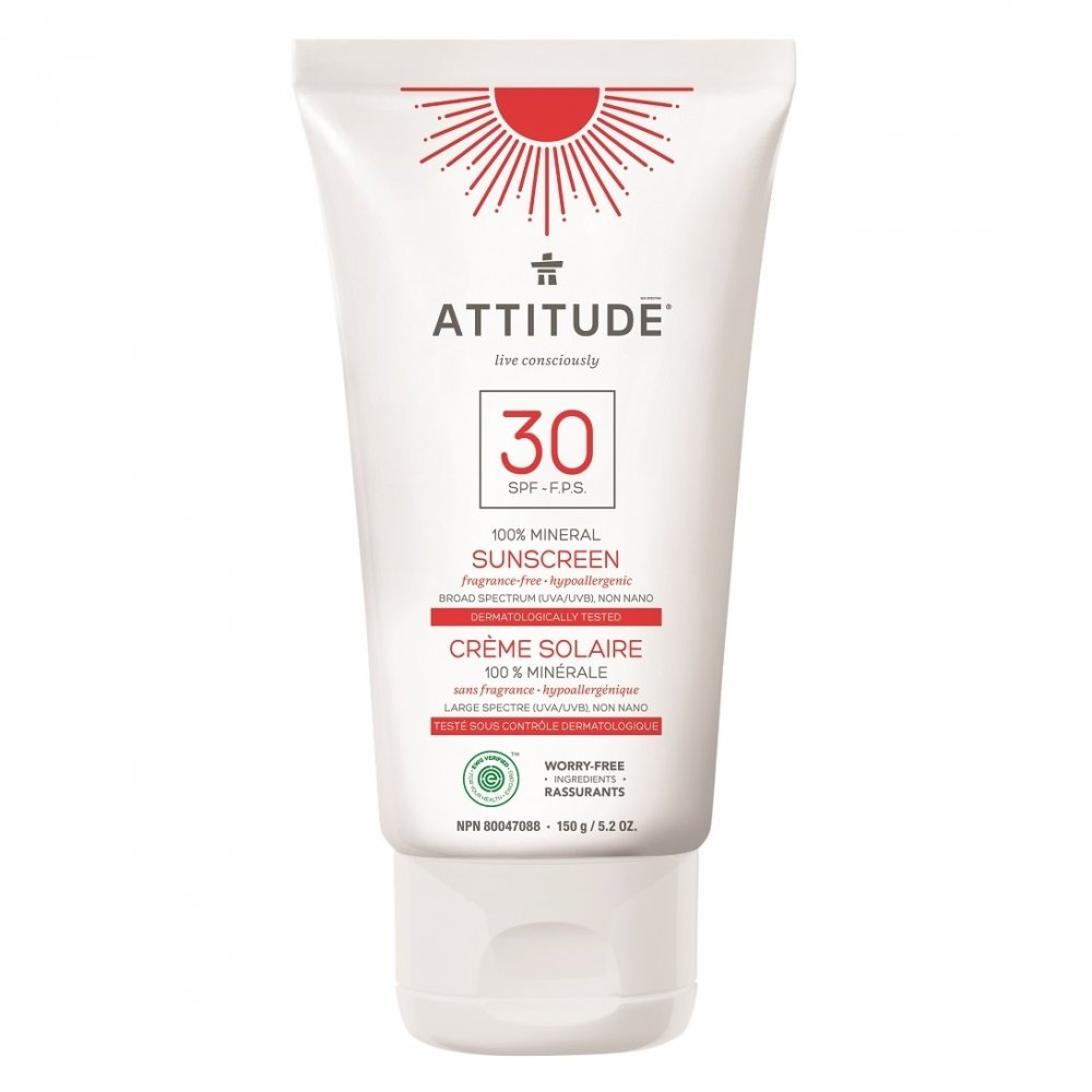 Obrázok ATTITUDE 100% minerálny opaľovací krém (SPF 30) bez vône 150 g