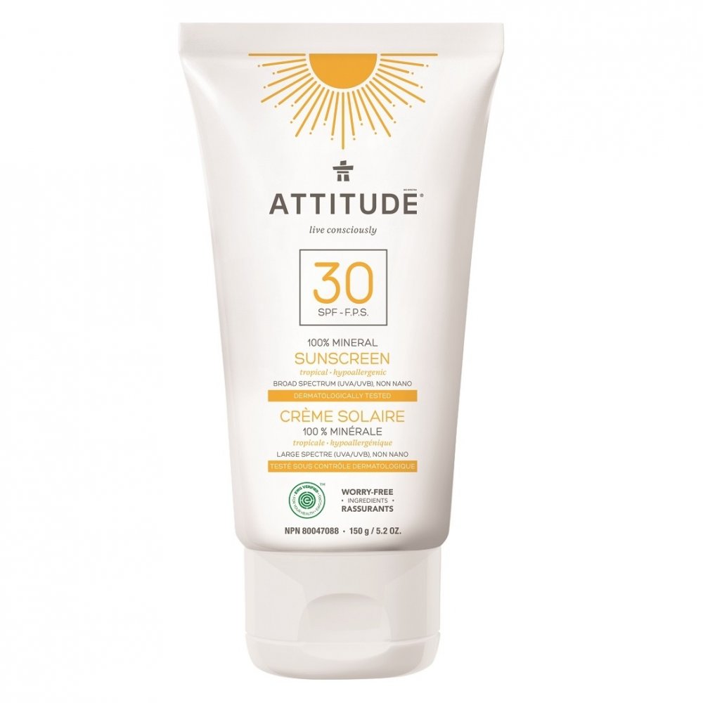 Obrázok ATTITUDE 100% minerálna opaľovací krém (SPF 30) s vôňou Tropical 150 g