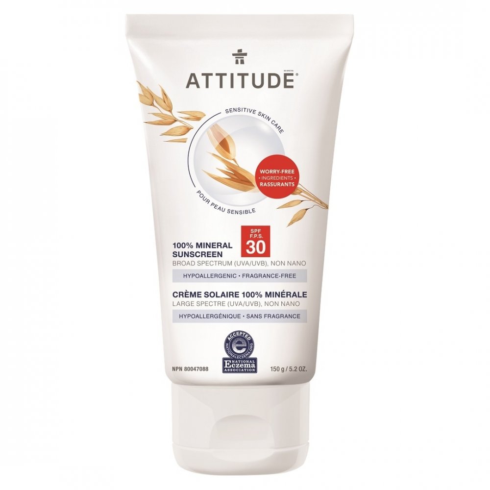 Obrázok ATTITUDE 100% minerálny opaľovací krém (SPF 30) pre suchú a atopickú pokožku bez vône 150 g