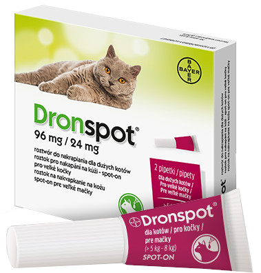 Obrázok Dronspot 96 mg/24 mg spot-on (2 pipety) pre veľké mačky (>5 - 8 kg) 2x1,12 ml