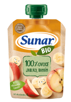 Obrázok Sunar BIO Kapsička Jablko, banán 100 % ovocia (od ukonč. 4. mesiaca) 1x100 g