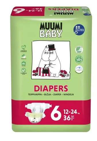 Obrázok MUUMI Baby Junior 36 ks (12-24 kg) - jednorazové plienky