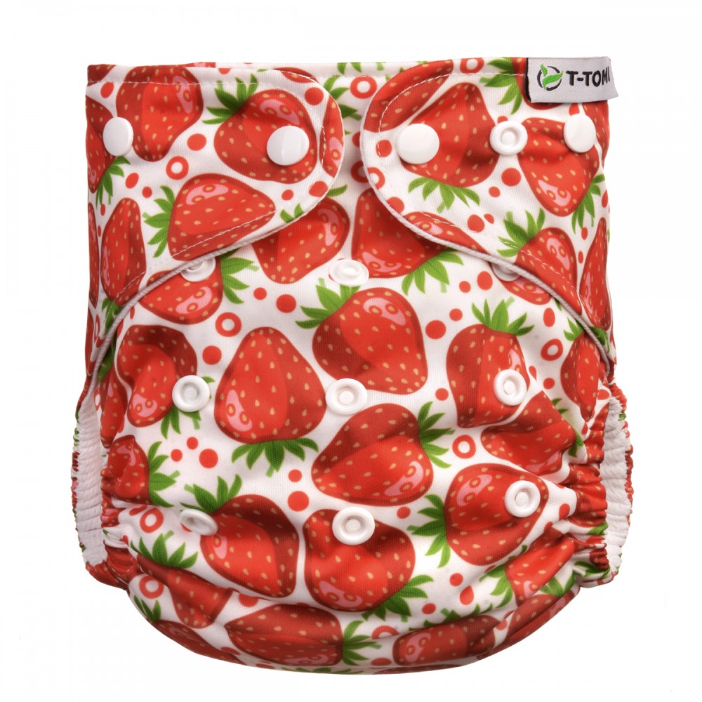 Obrázok T-TOMI - Nohavičková plienka AIO - prebaľovací set patentky, strawberries