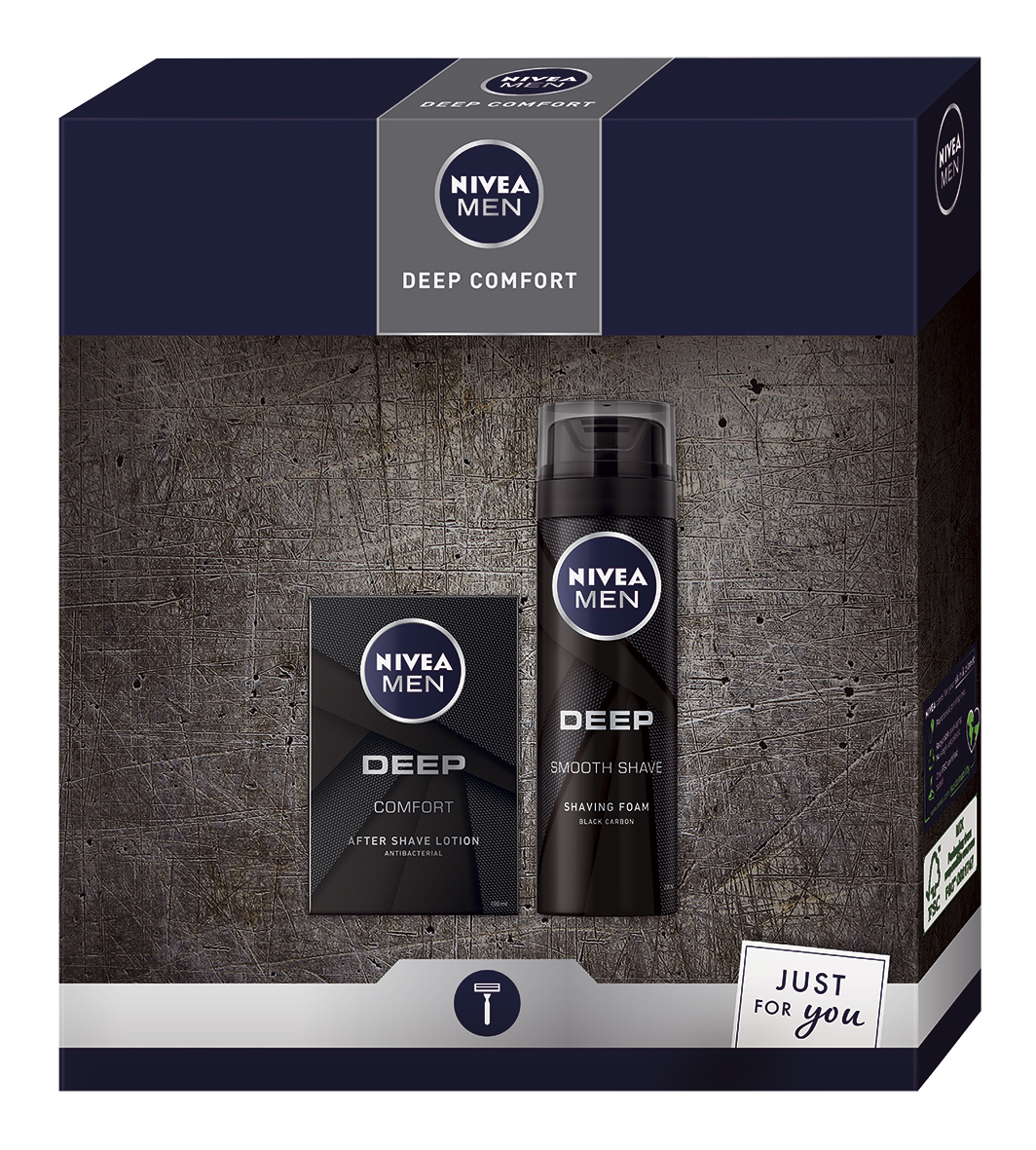 Obrázok Nivea Men Deep Comfort voda po holení pre mužov 100 ml + pěna na holení 200 ml darčeková sada