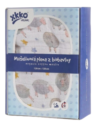 Obrázok XKKO Organic Biobavlnená plienka 120x120,Dreamy Sheeps