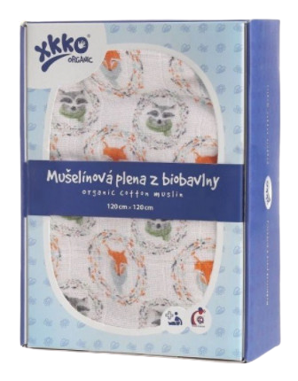 Obrázok XKKO Organic Biobavlnená plienka 120x120,Fox&Raccoon