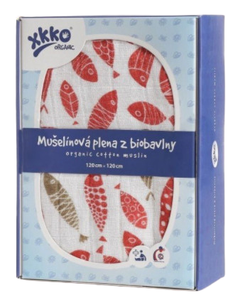 Obrázok XKKO Organic Biobavlnená plienka 120x120,Golden Fish