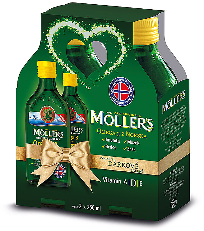 Obrázok MOLLER´S Omega 3 RYBÍ OLEJ Citrónová príchuť ové balenie 2x250 ml