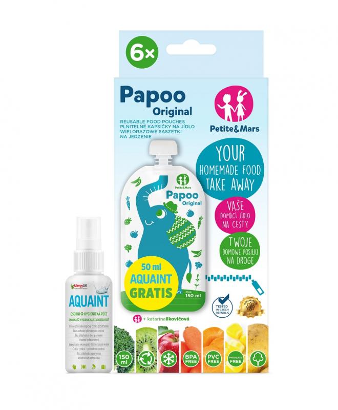 Obrázok  Petite&Mars Kapsička na jedlo Papoo Original Elephant 6 ks+50ml Aquaint 