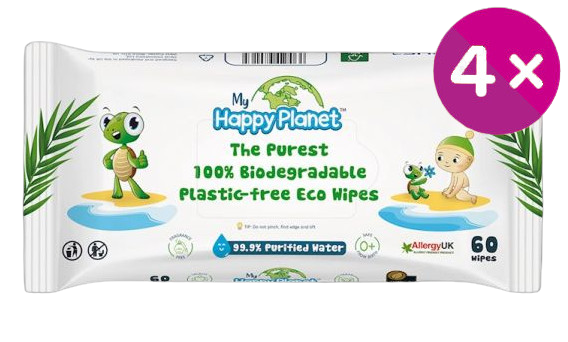 Obrázok 4 x Happy Planet 100 % BIO odbúrateľné vlhčené utierky 60 ks