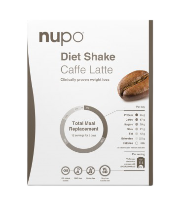 Obrázok NUPO Diétny nápoj Caffe latte v prášku 12 vrecúšok x 32 g (384 g)